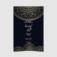 fond orné de mandala or de luxe pour invitation de mariage vecteur