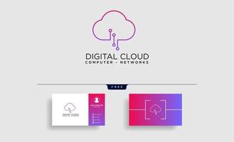 nuage technologie numérique ligne logo modèle vector illustration icône élément isolé vecteur