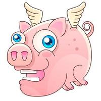 conception de vecteur mignon cochon volant illustration vectorielle
