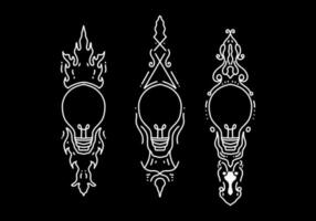 noir et blanc Couleur de tribal lumière ampoule tatouage vecteur