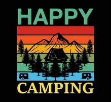 conception de t-shirt de camping heureux vecteur