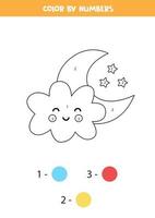 Coloriage avec un joli nuage et un jeu de mathématiques de couleur de lune vecteur