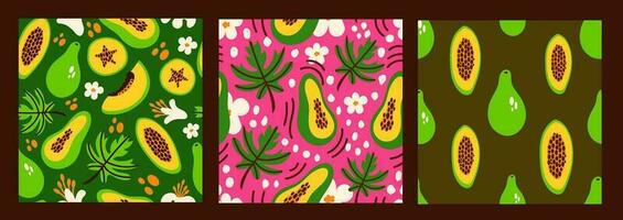 vibrant tropical sans couture motifs avec Papaye vecteur