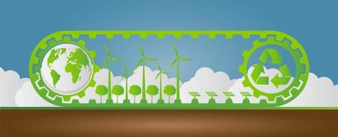 concept d'engrenage d'écologie et développement énergétique durable environnemental vecteur