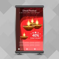 Résumé Diwali heureux retrousser le modèle de conception de bannière vecteur