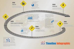 business road sign carte chronologie infographie conçu pour abstrait modèle jalon élément moderne diagramme processus technologie marketing numérique données présentation graphique illustration vectorielle vecteur