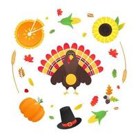 illustration vectorielle de joyeux thanksgiving day plat style design affiche vecteur