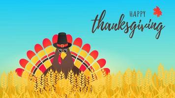 illustration vectorielle de joyeux thanksgiving day plat style design affiche vecteur