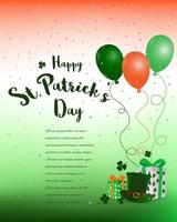 joyeux jour de la st patrick fond coloré avec des confettis de ballon boîte-cadeau et place pour votre texte vecteur