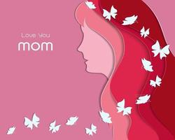 conception d'art papier abstrait sur fond rose pour la fête des mères fête des femmes bannière ou une affiche vecteur