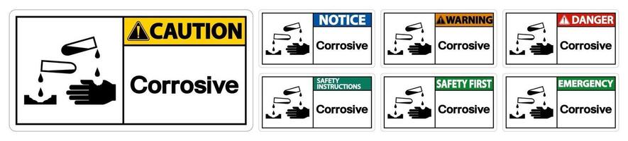 signe de symbole corrosif vecteur