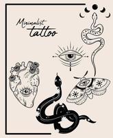 tatouage minimaliste mystique vecteur