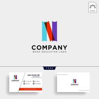 livre initial n simple gradient éducation logo modèle vector illustration icône élément isolé fichier vectoriel