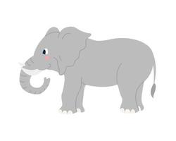 Éléphant gris mignon sur image vectorielle fond blanc dans un décor de style dessin animé plat pour affiches pour enfants cartes postales vêtements et intérieur vecteur