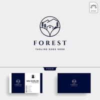 Insigne de la nature de la forêt ligne simple logo modèle vector illustration icône élément avec carte de visite