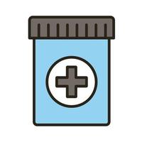 bouteille de médecine médicaments ligne et icône de style de remplissage vecteur
