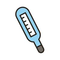 ligne d'outil thermomètre médical et icône de style de remplissage vecteur