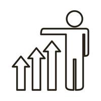 figure d & # 39; affaires avec des flèches vers le haut de l & # 39; icône de style de ligne infographique vecteur