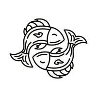 icône de style de ligne signe du zodiaque poisson vecteur