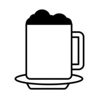 tasse à café avec icône de style de ligne de boisson en mousse vecteur