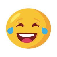 visage emoji riant icône de style plat classique vecteur