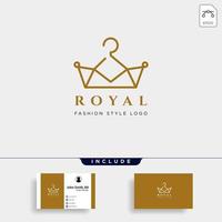 modèle de logo de ligne simple roi royal fashion en élément d'icône illustration vectorielle couleur or vecteur