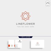 modèle de logo simple premium fleur ligne florale beauté avec carte de visite vecteur