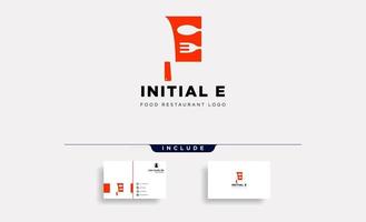 initial e équipement alimentaire simple logo modèle vecteur icône résumé