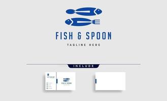 nourriture pour poissons cuillère fourchette logo design vecteur icône élément isolé logo avec carte de visite