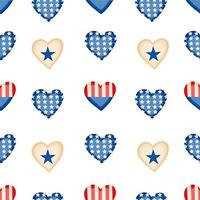 Modèle sans couture de vecteur drapeau des États-Unis sous la forme d'un drapeau des États-Unis d'amour de coeur