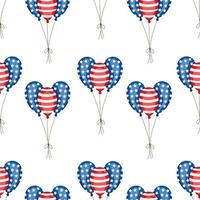 Ballons de modèle sans couture pour le jour de l'indépendance tissu patriotique américain fond transparent vecteur