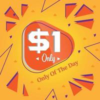 dollar one only deal of the day promotion bannière publicitaire vecteur