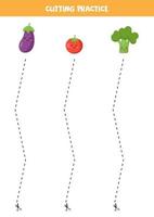 pratique de coupe pour les enfants avec de jolis légumes kawaii vecteur