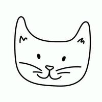 illustration vectorielle de mignon chaton visage dans un style doodle vecteur