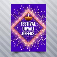 Belle joyeux diwali diya festival de lampe à huile modèle brochure vecteur