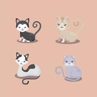 animaux de compagnie mis icônes différents chat félin assis animaux vecteur