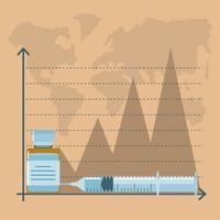 Impact de la découverte du vaccin contre le coronavirus covid 19 sur le flacon et la seringue médicaux du marché boursier vecteur