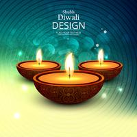 Joyeux diwali diya illustration de fond de festival de lampe à huile vecteur