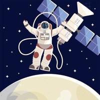space explorer astronaute satellite lune univers vecteur