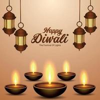 joyeux diwali carte de voeux de célébration du festival indien avec diwali diya vecteur
