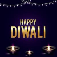 joyeux festival de diwali carte de voeux de célébration de la lumière avec diwali diya vecteur