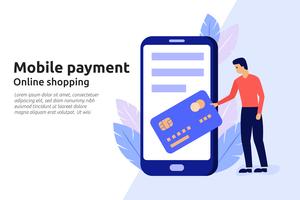 Service en ligne de paiement mobile pour site Web d'entreprise moderne, socia vecteur