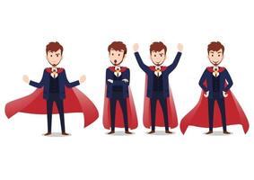 personnage de dessin animé homme d & # 39; affaires dans une illustration vectorielle de costume de super-héros vecteur