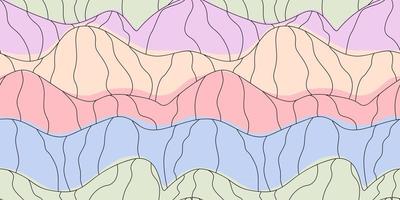 Doodle fond mignon fond d'écran montagnes nature randonnée isolé ligne transparente motif pastel illustrations vectorielles dessinés à la main vecteur