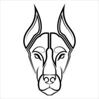 dessin au trait noir et blanc de la tête de chien doberman pinscher bon usage pour symbole mascotte icône avatar tatouage t shirt design logo ou tout design que vous voulez vecteur