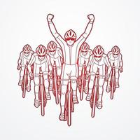 groupe de contour de course de vélo le gagnant vecteur