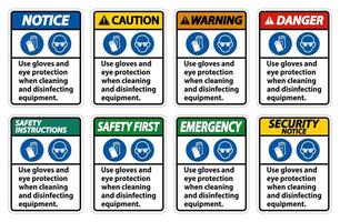 utiliser des gants et un panneau de protection des yeux vecteur