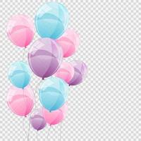 Groupe de ballons d'hélium brillant de couleur isolé vecteur