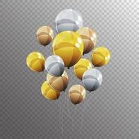 Groupe de ballons d'hélium brillant de couleur isolé vecteur