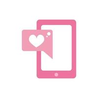 joyeux saint valentin smartphone coeurs amour app design rose vecteur